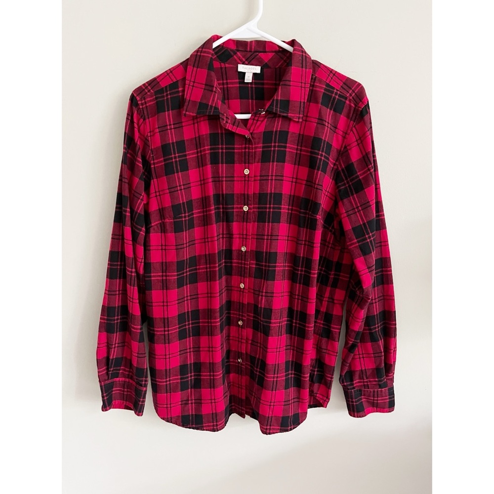 Talbots lightweight flannel black/red plaid button-down shirt